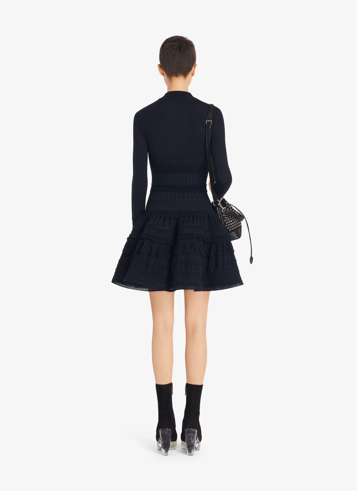 Robe Crinoline en laine à col montant - Marine