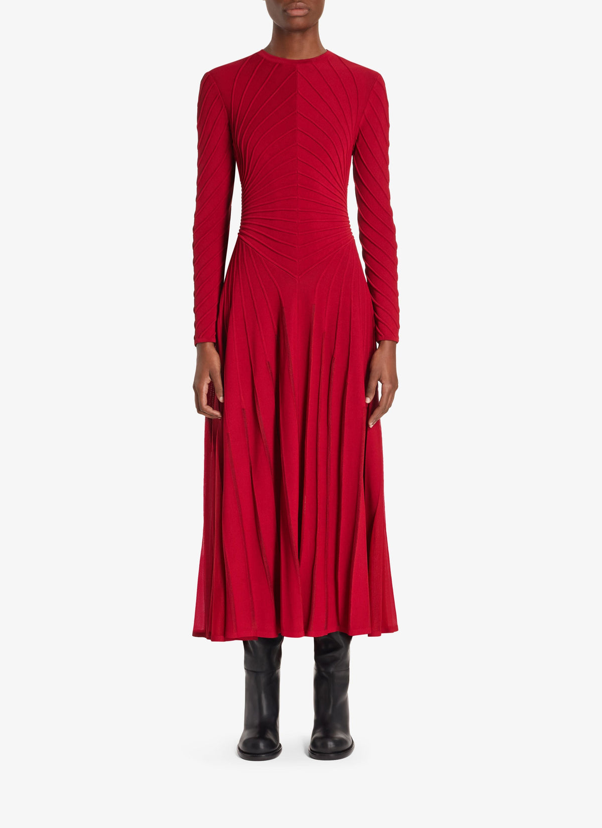 Robe longue sculptante en soie mélangée - Blanc