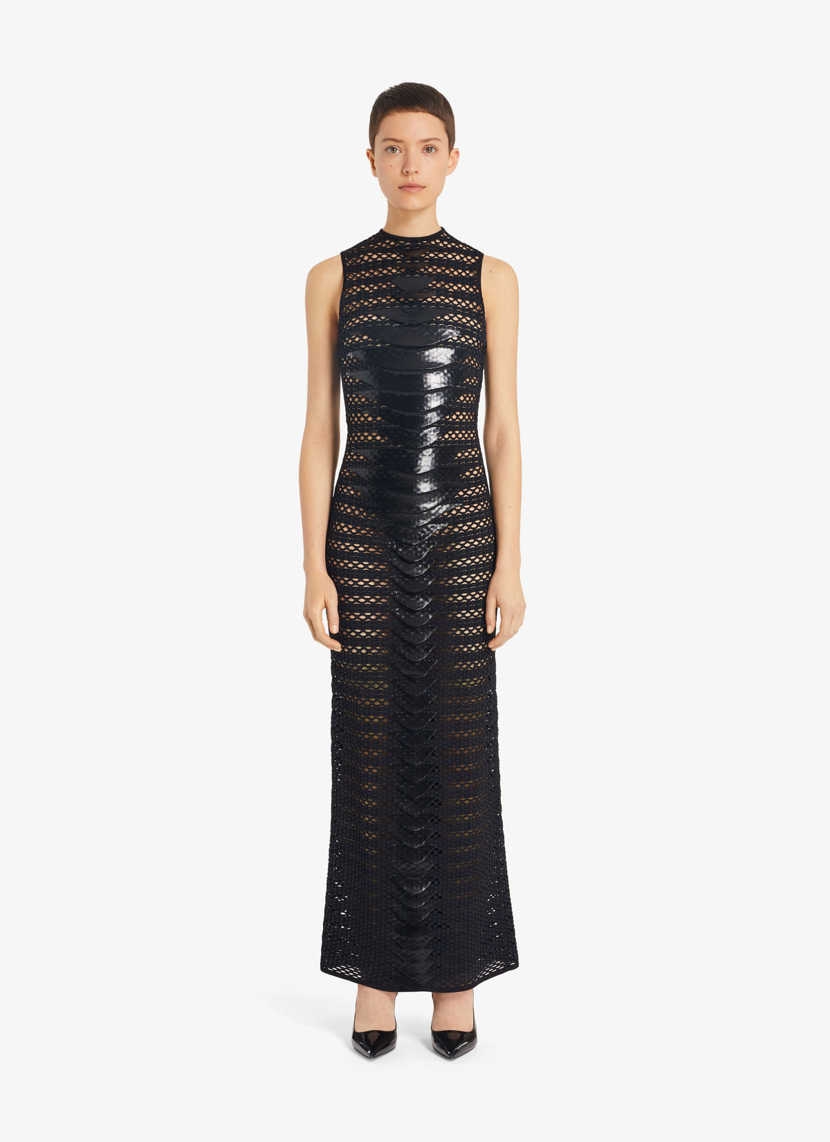 Robe en maille à bords festonnés - Noir Alaïa