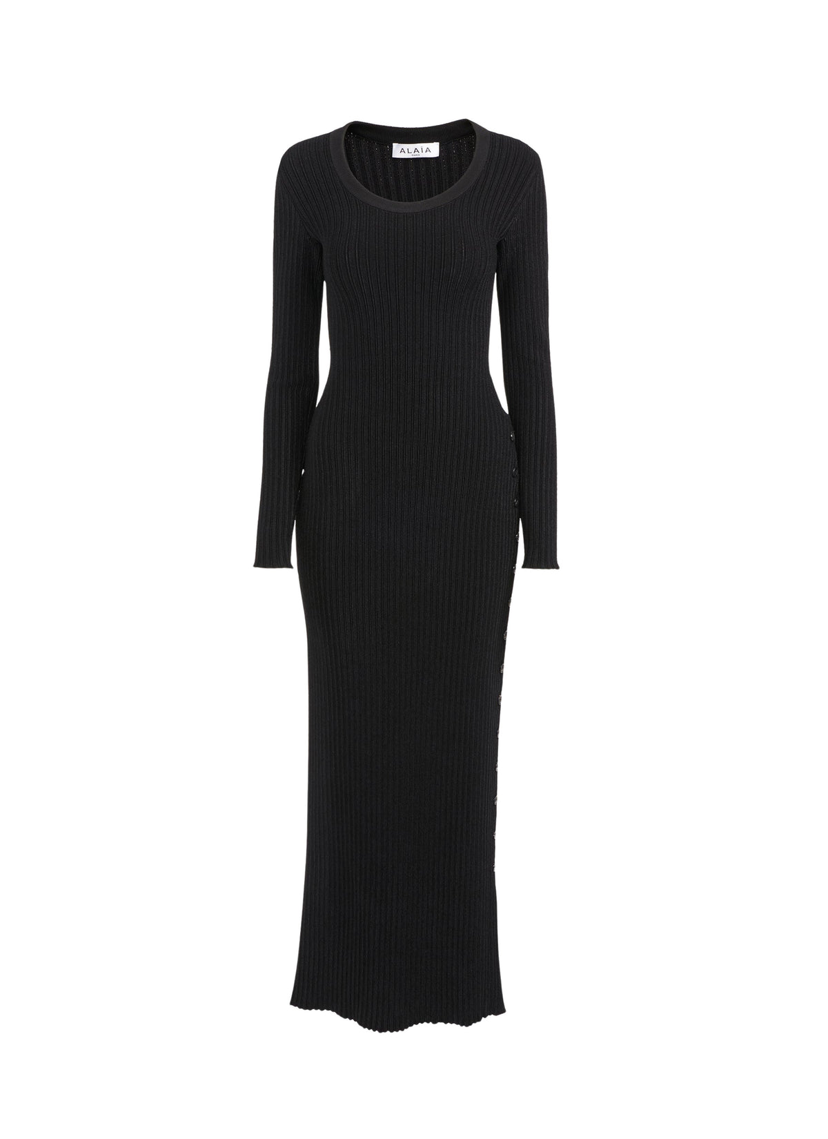 Shiny ribbed maxi dress - Black Alaïa