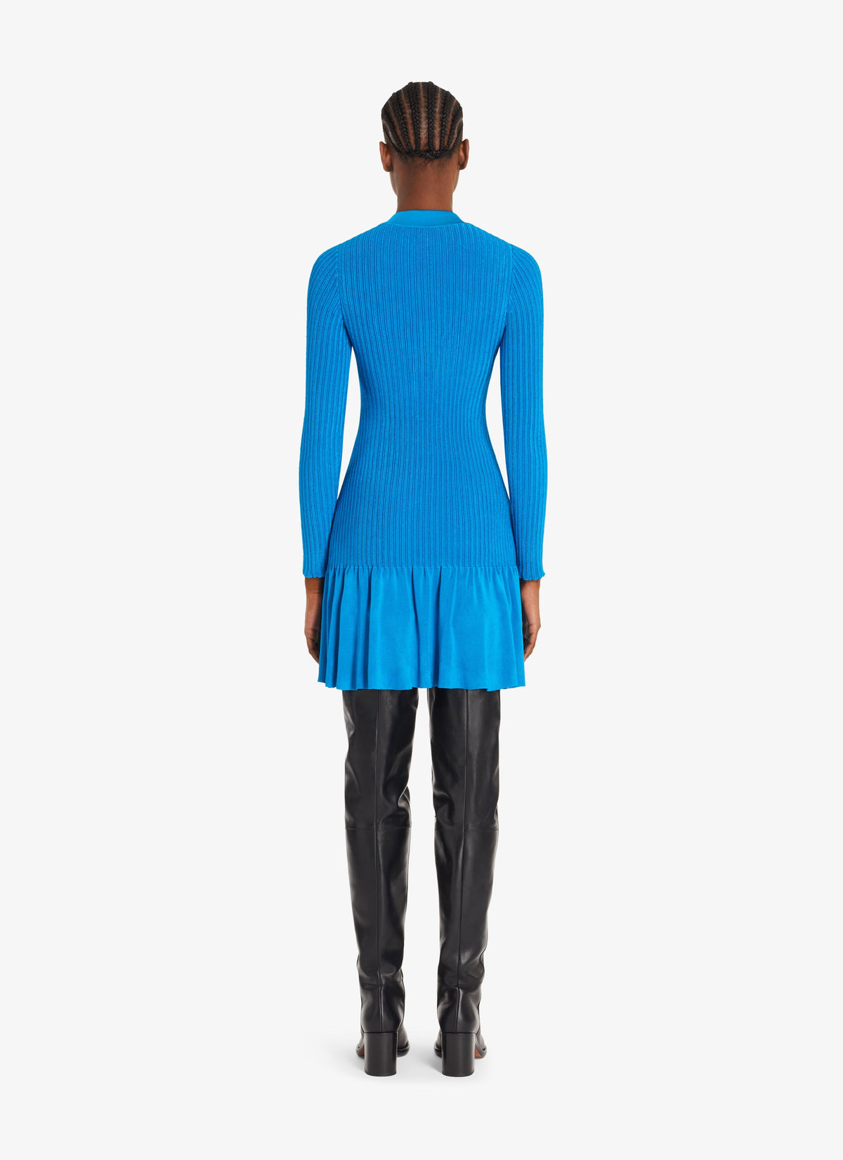 Shiny ribbed short dress - Blue