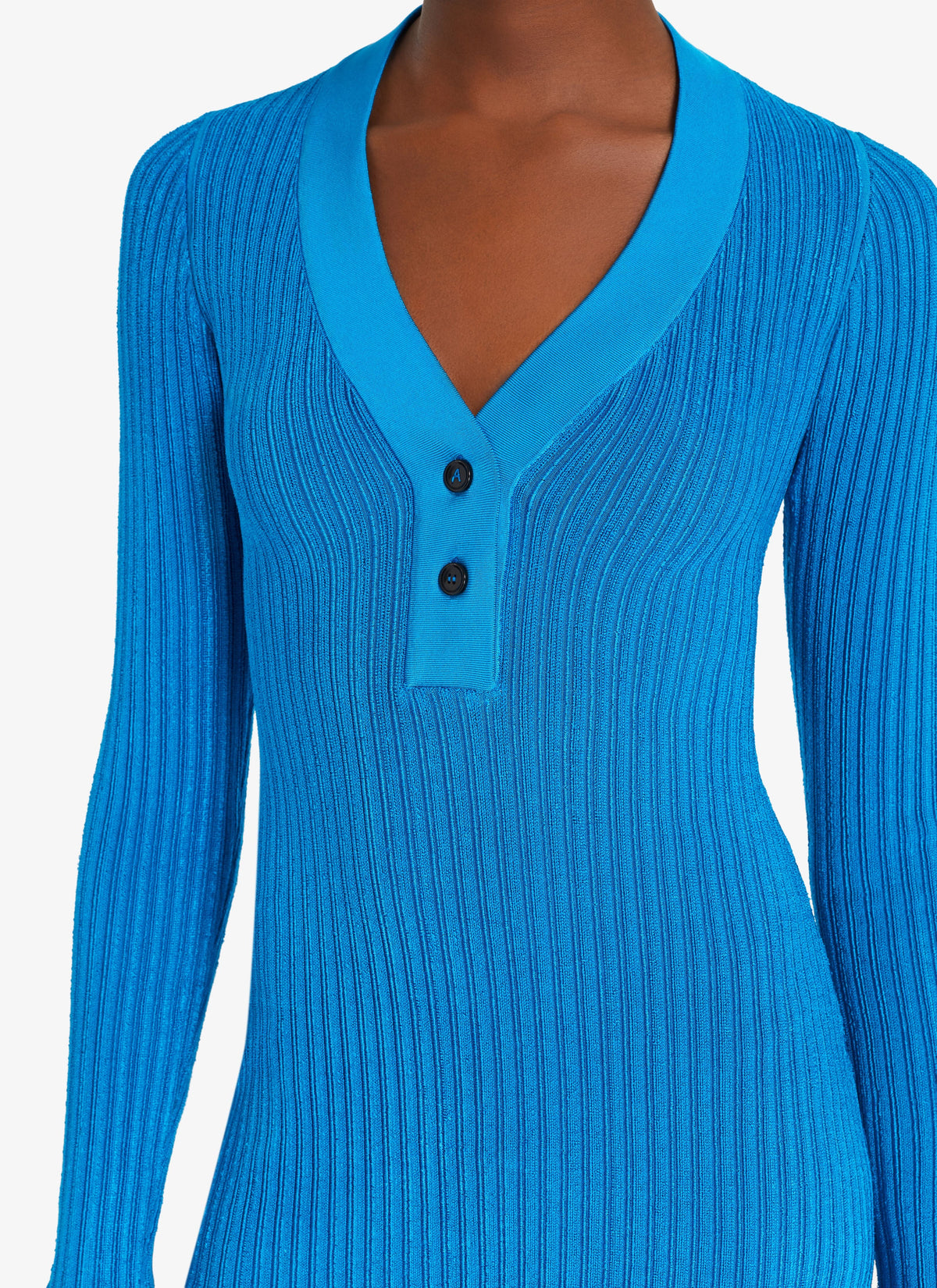 Shiny ribbed short dress - Blue