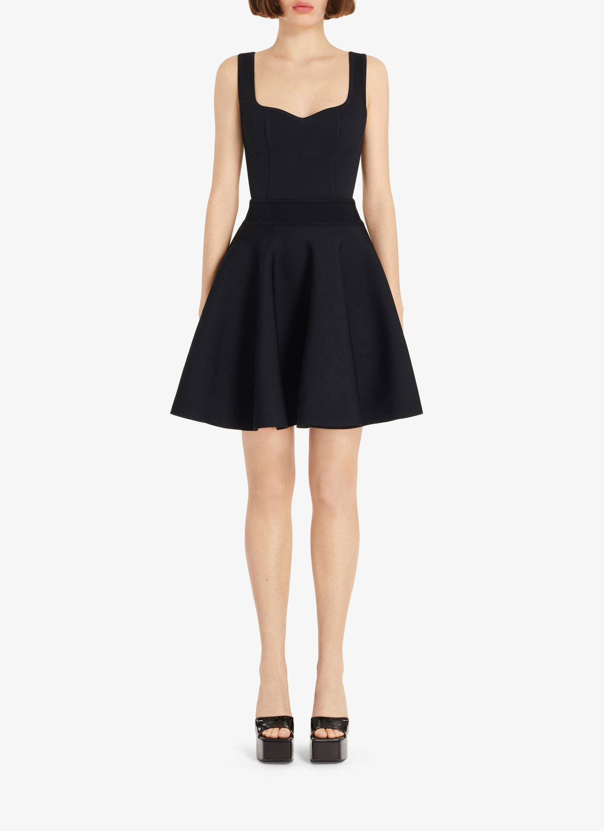 Robe à col cœur en laine - Noir Alaïa