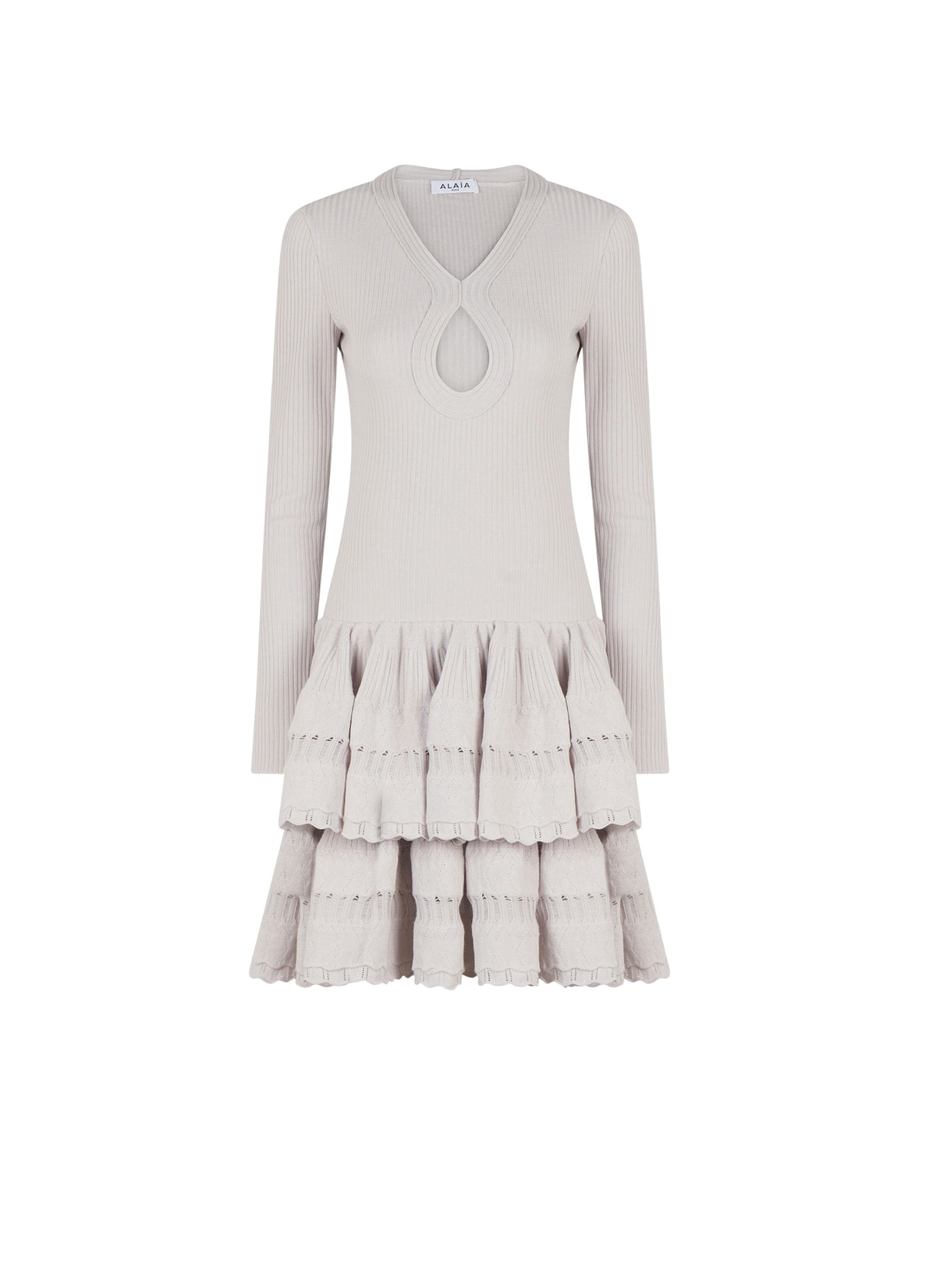 Robe à volants en laine - Gris Clair