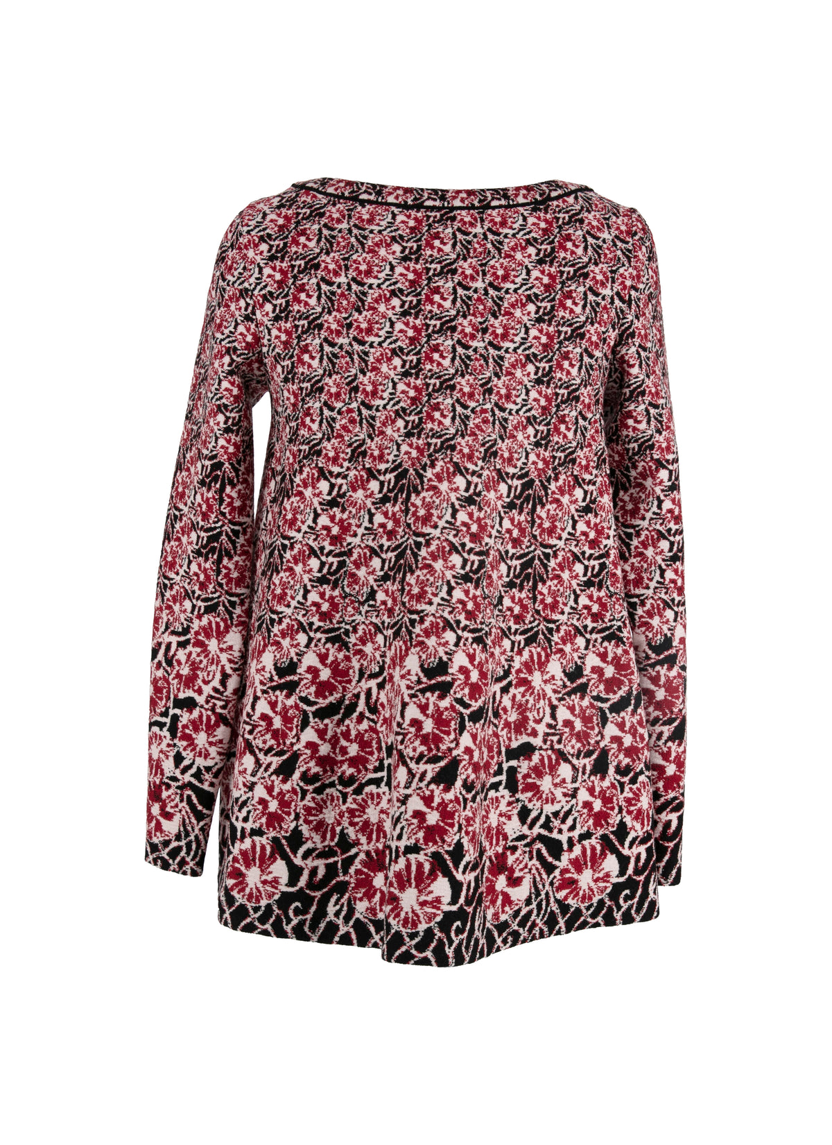 Pull long évasée en jacquard de laine - Rouge & Nude