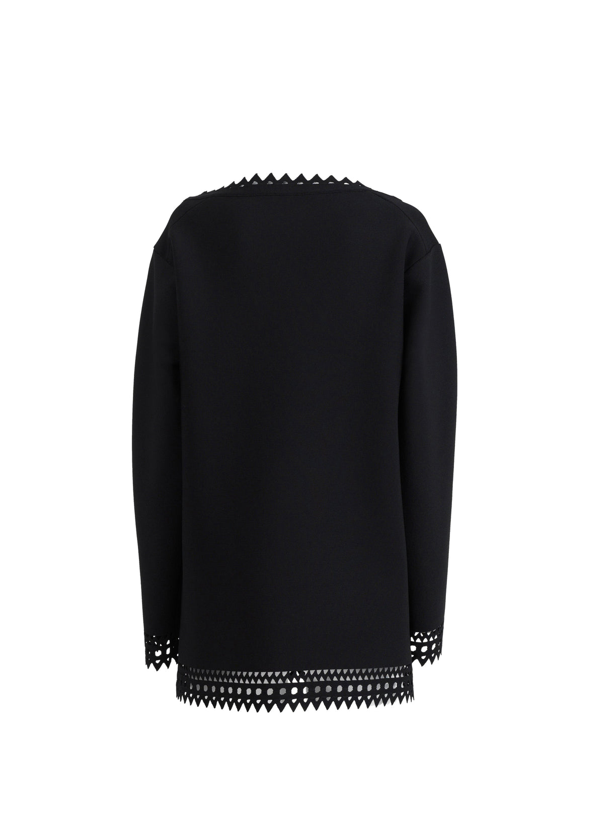 Pull coupe droite manches longues à motif vienne - Noir