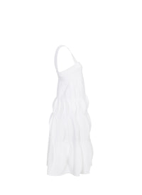 Scalloped mesh short dress - White