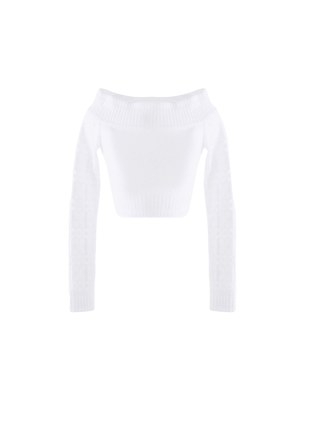 Pull court en dentelle - Ivoire & Blanc
