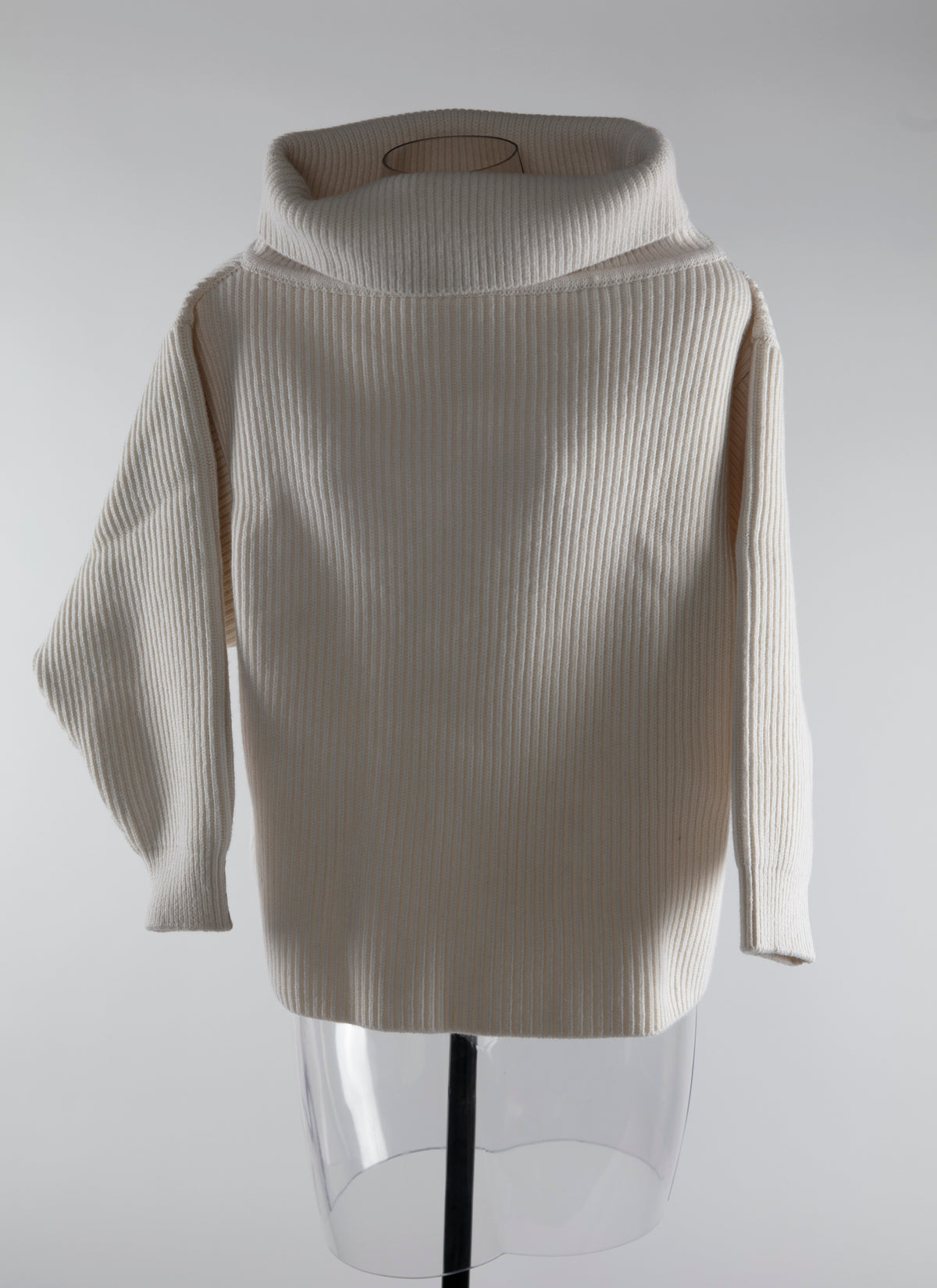 Pull décontracté à manches longues en laine - Ivoire