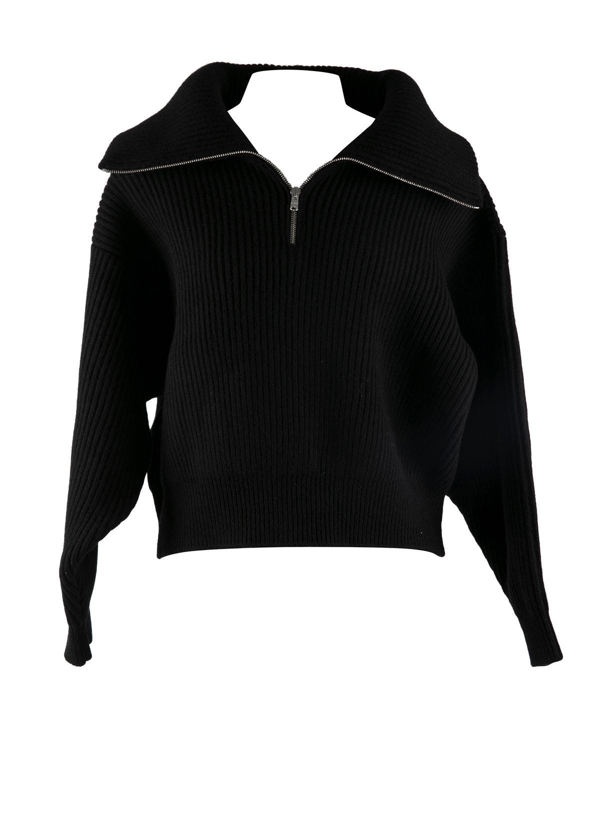 Wool and cashmere zip-neck jumper - Black