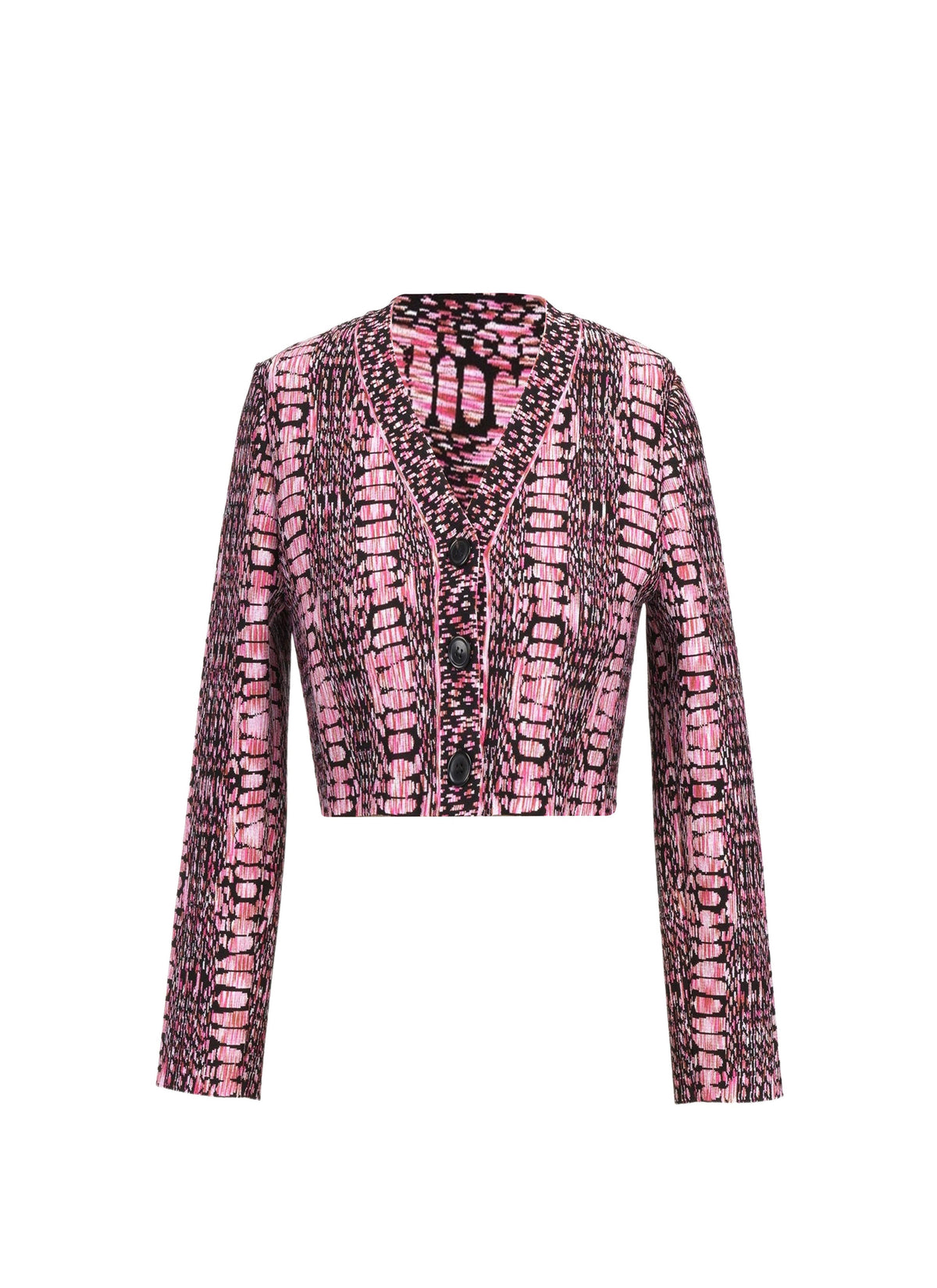 Cardigan court imprimé python - Noir & Rose