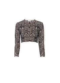 Long-sleeved animal print cardigan - Black & Ivory