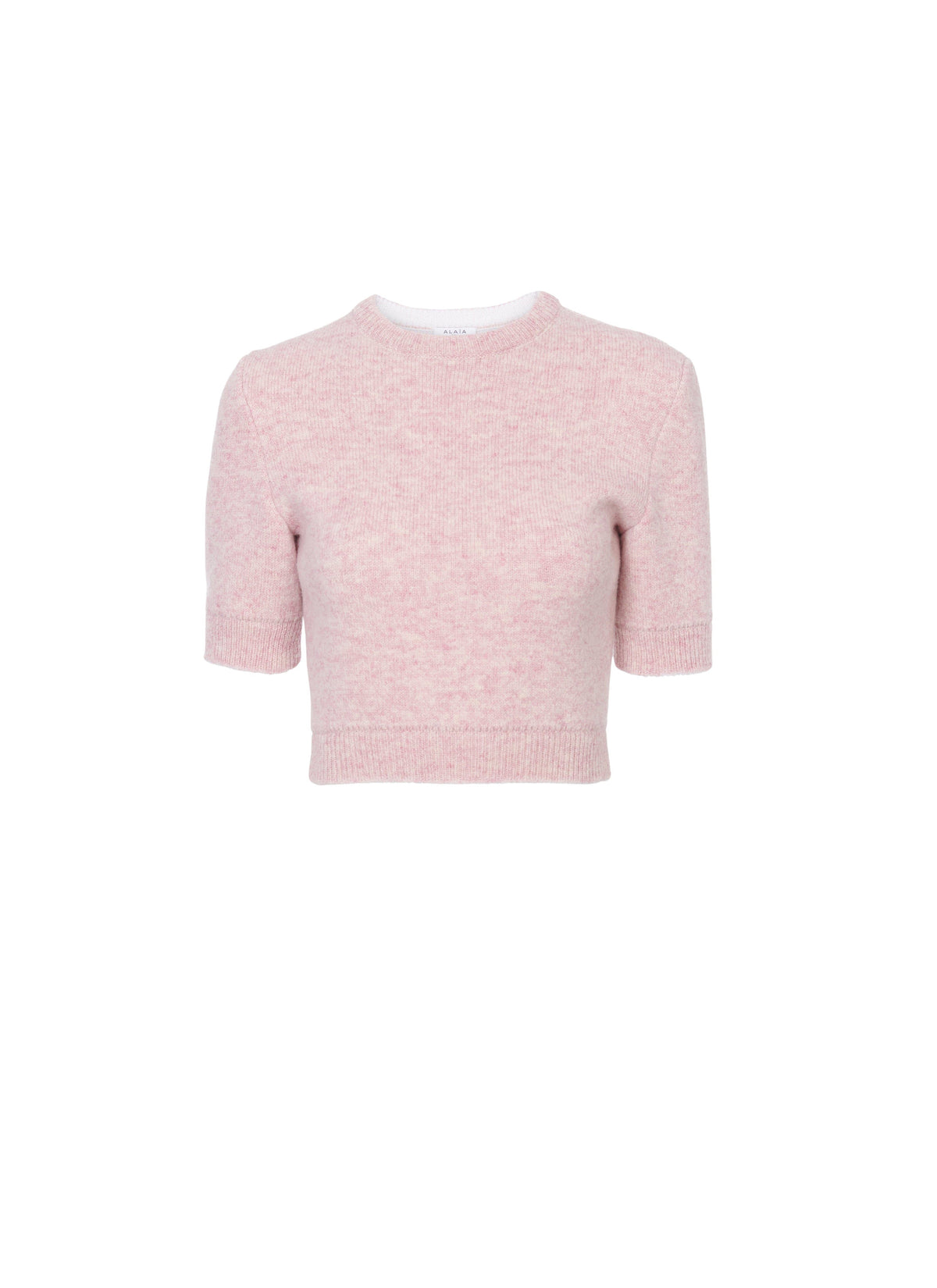 Wool short-sleeved jumper - Mottled pink
