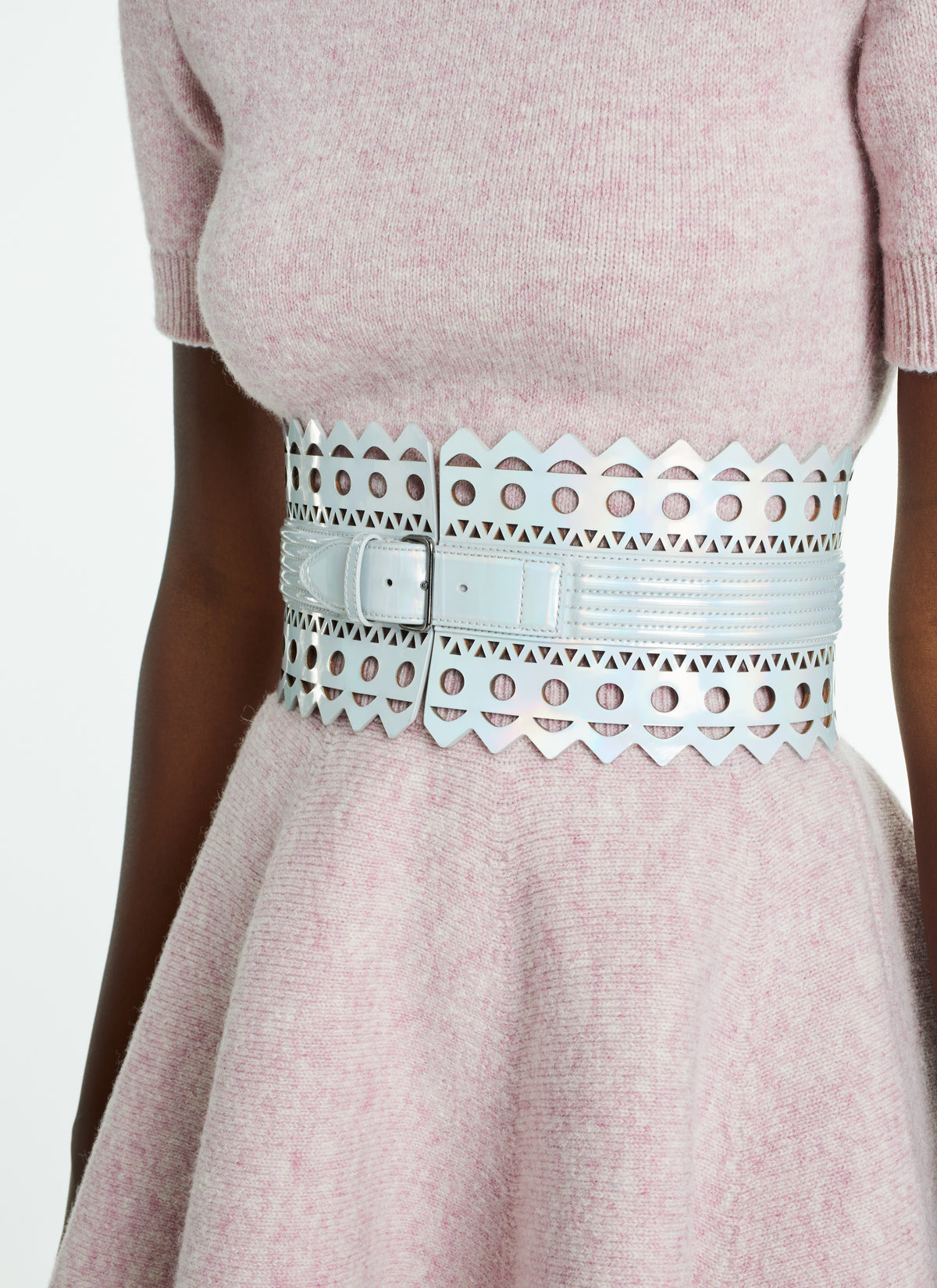 Wool short-sleeved jumper - Mottled pink