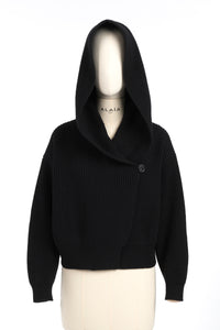 Wool long sleeve cardigan - Black intense