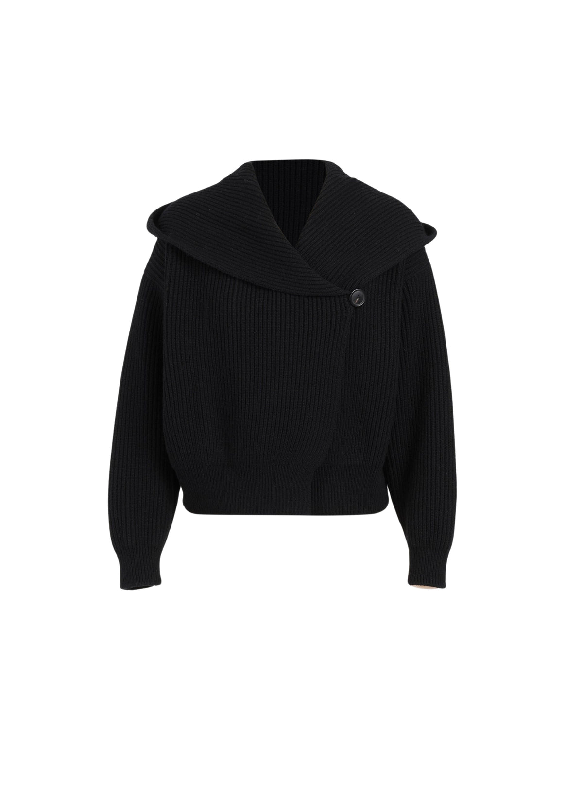 Wool long sleeve cardigan - Black intense