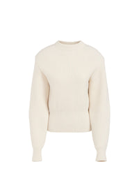 Pull en côtes anglaises en laine et cachemire - Blanc Cassé