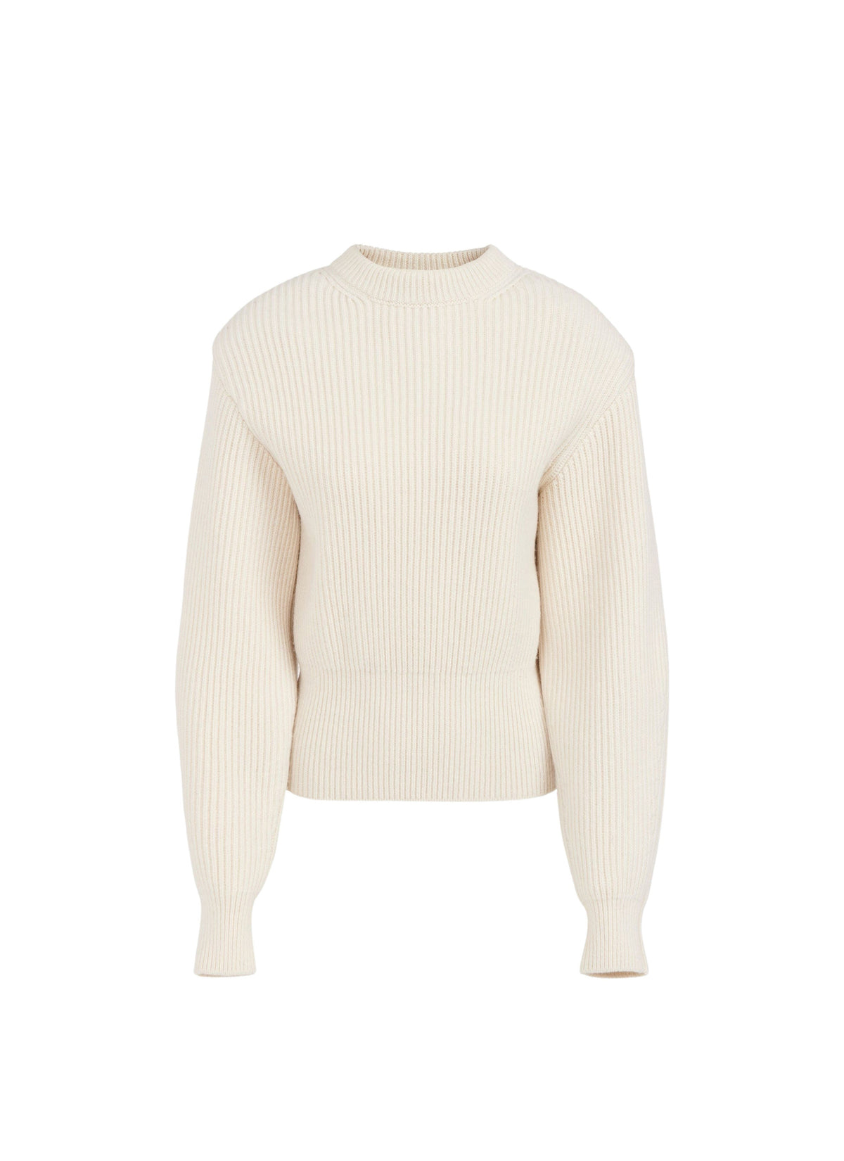 Pull en côtes anglaises en laine et cachemire - Blanc Cassé
