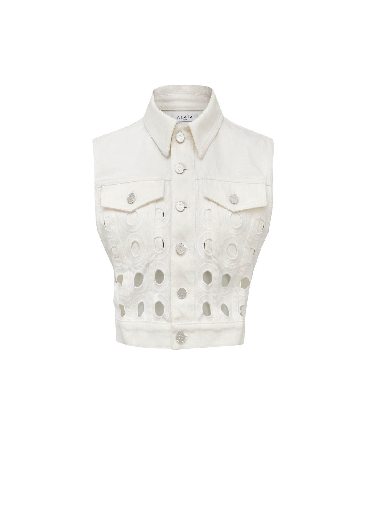 Jacket with circular embroidery - White