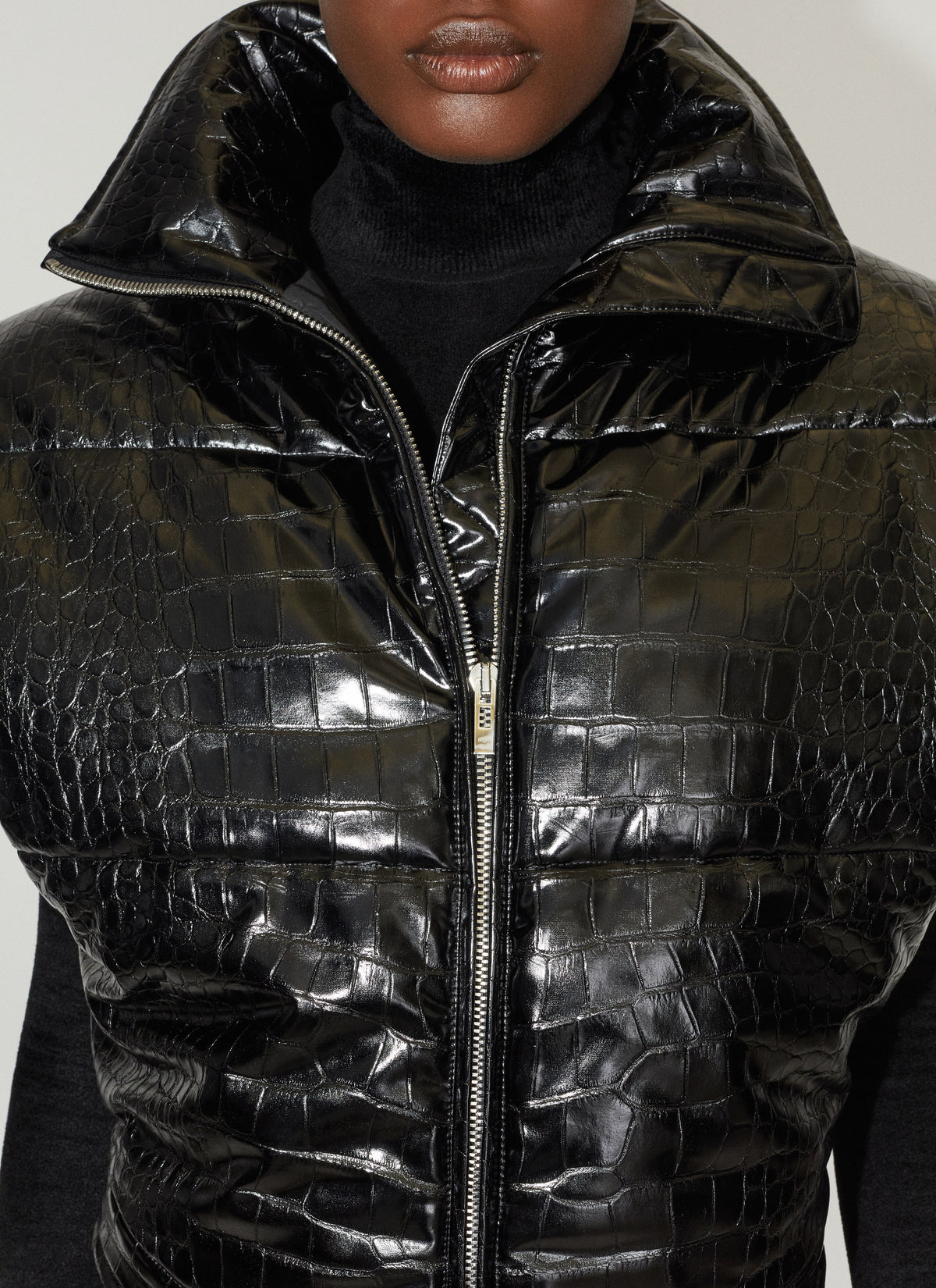 Doudoune embossée croco - Noir Alaïa