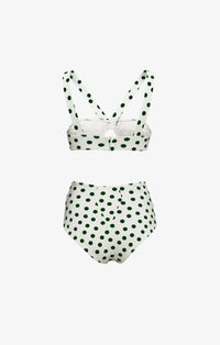 Maillot de bain confettis taille haute - Blanc & Vert foncé