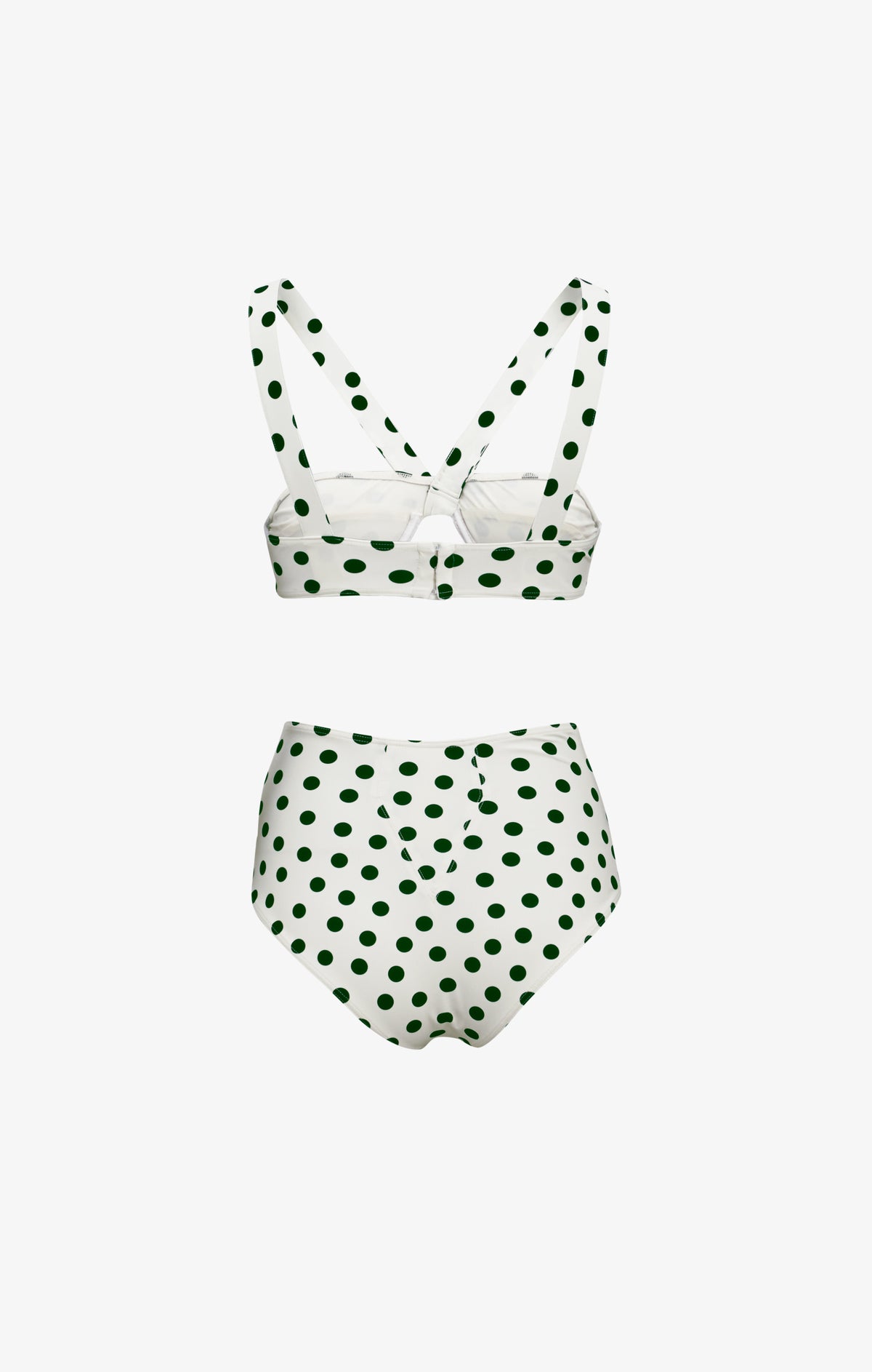 Maillot de bain confettis taille haute - Blanc & Vert foncé