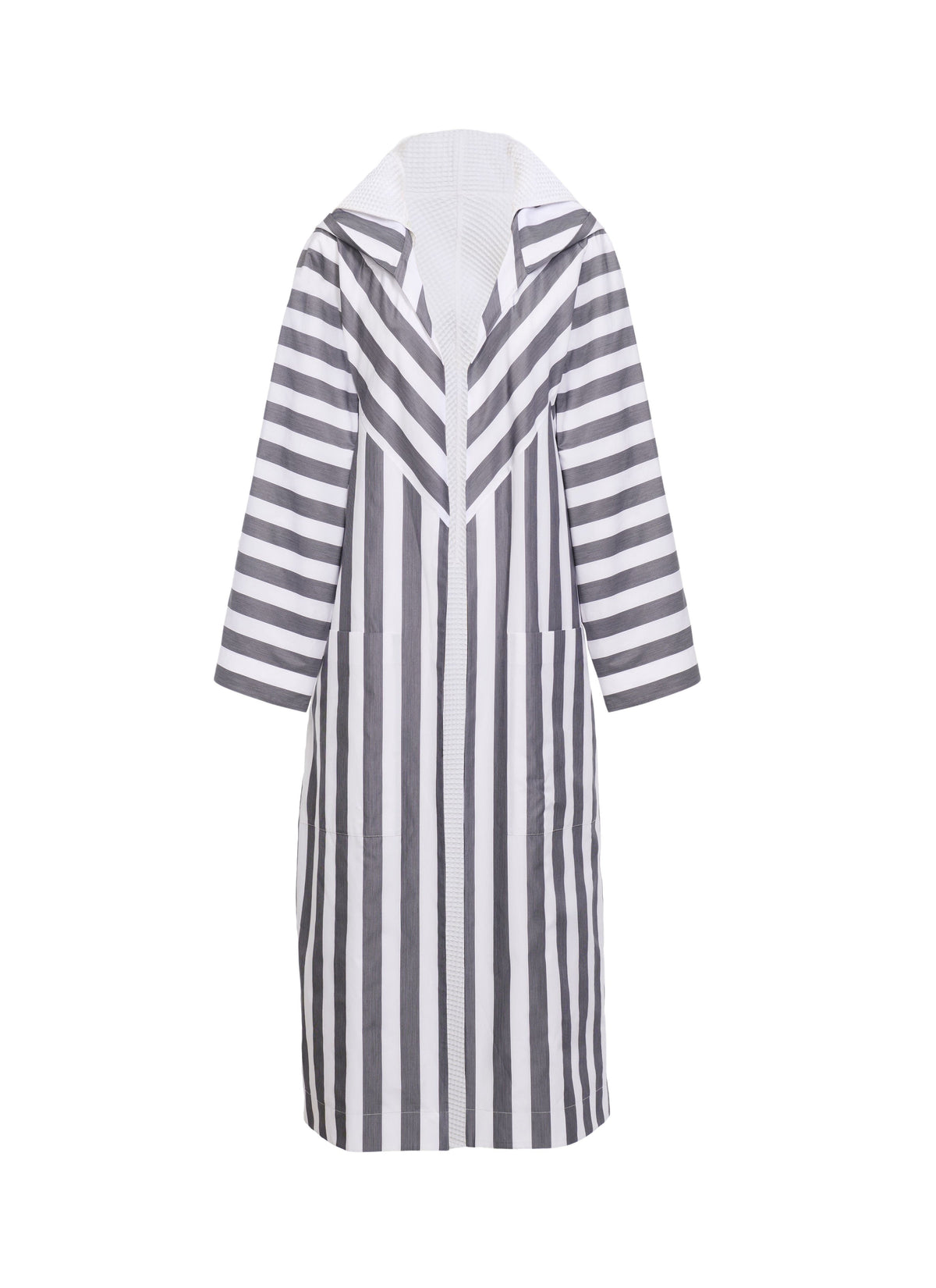 Robe de bain en popeline rayée - Blanc & Noir