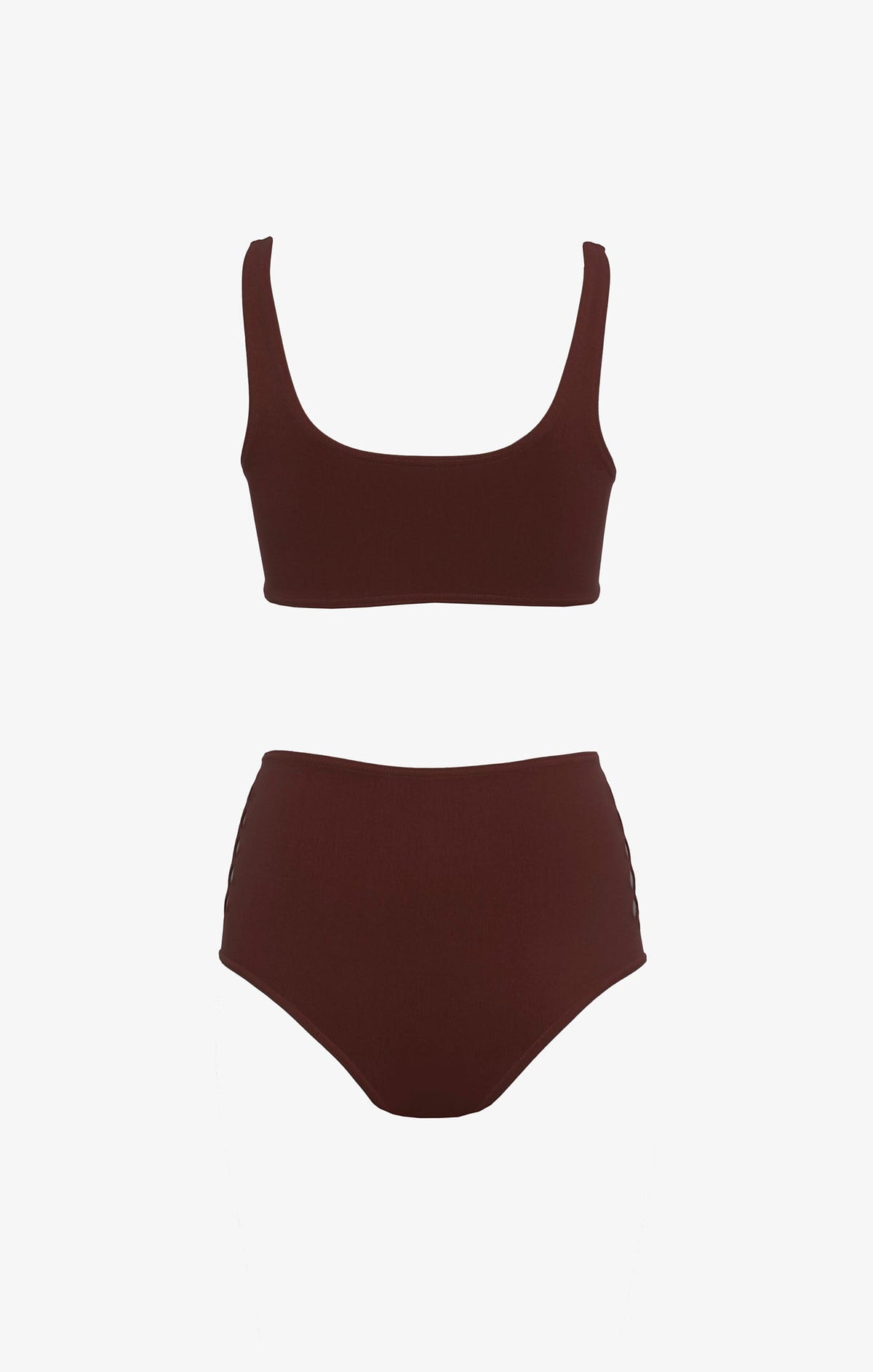 Maillot de bain corset à taille haute - Brun foncé
