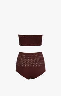 Maillot de bain bikini sans coutures - Brun foncé