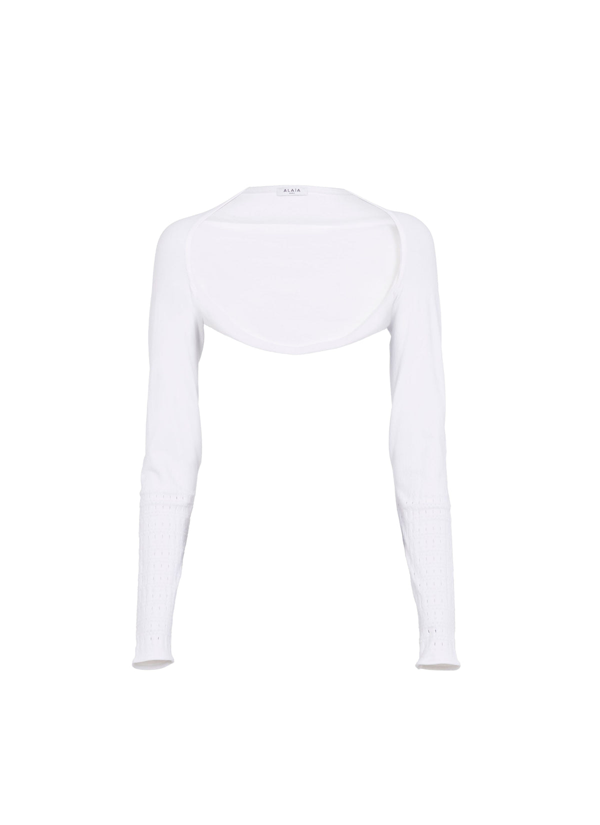 Seamless bolero with perforated long sleeves - Optic White