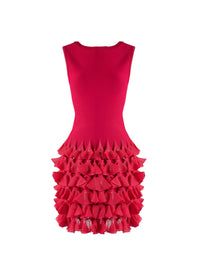 Robe à volants en soie mélangée - Magenta