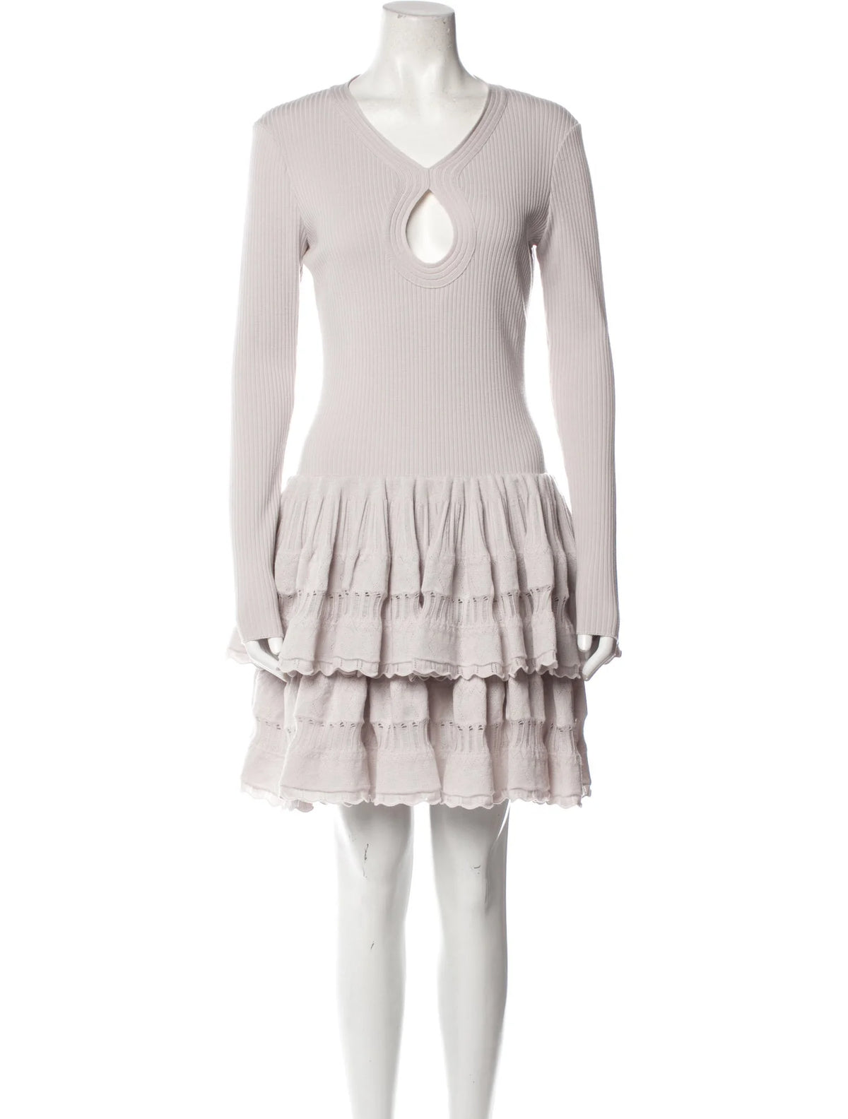 Robe à volants en laine - Gris Clair