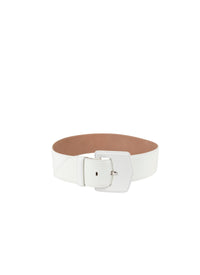 Leather wide buckle belt - Optic White