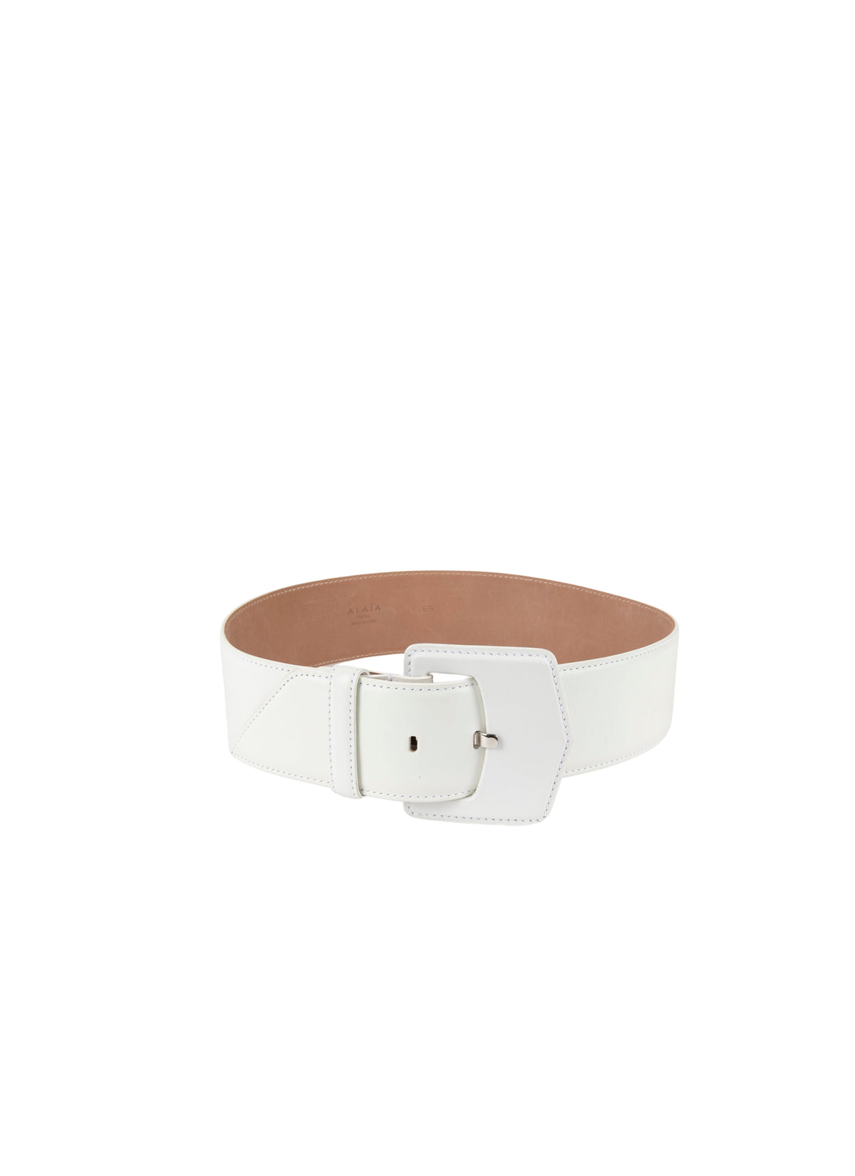 Leather wide buckle belt - Optic White