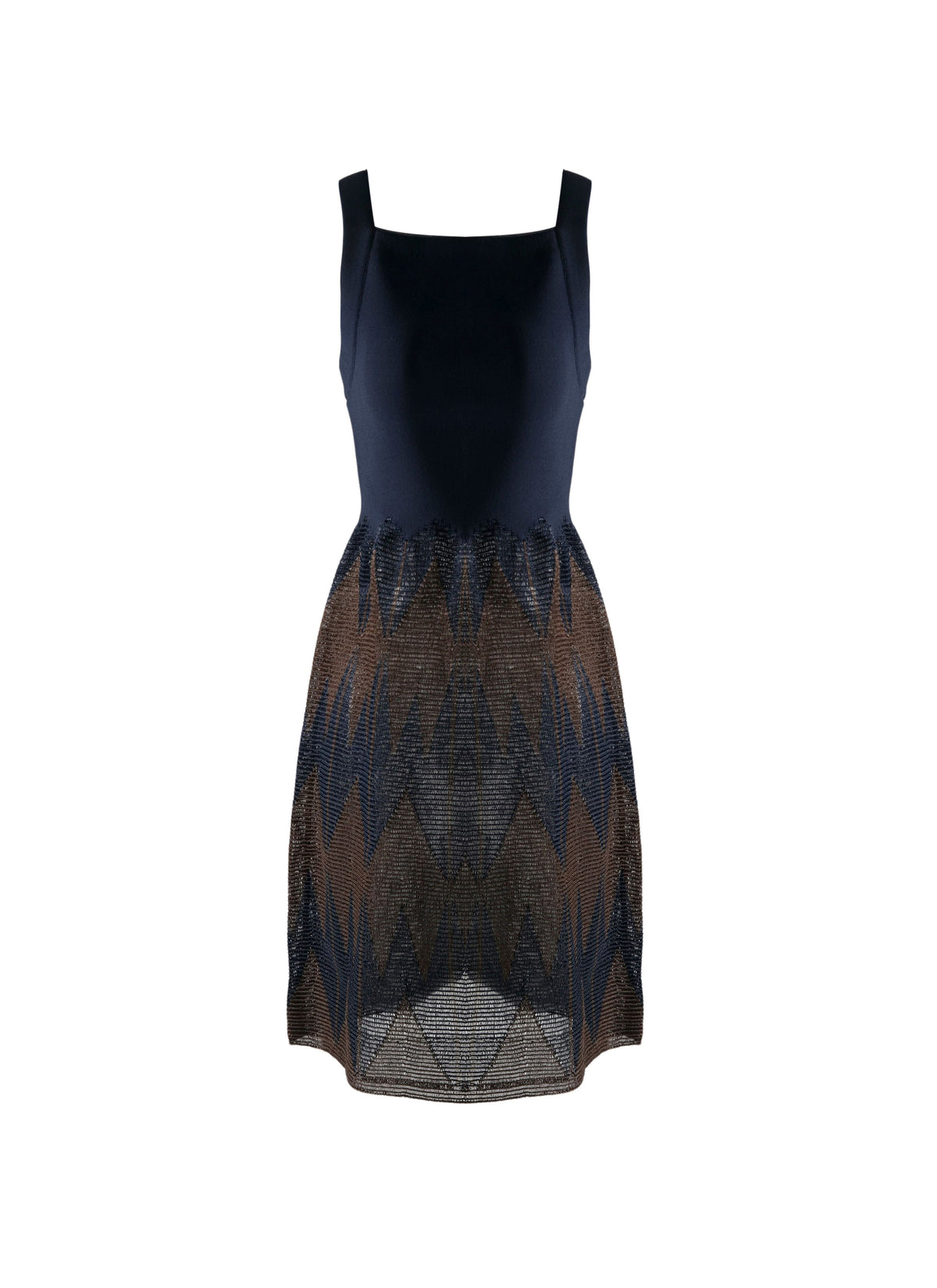 Robe à bretelles bi-matière - Bleu & Marron