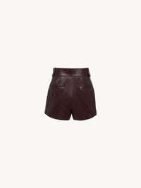 Short court structuré en cuir - Deep Mahogany