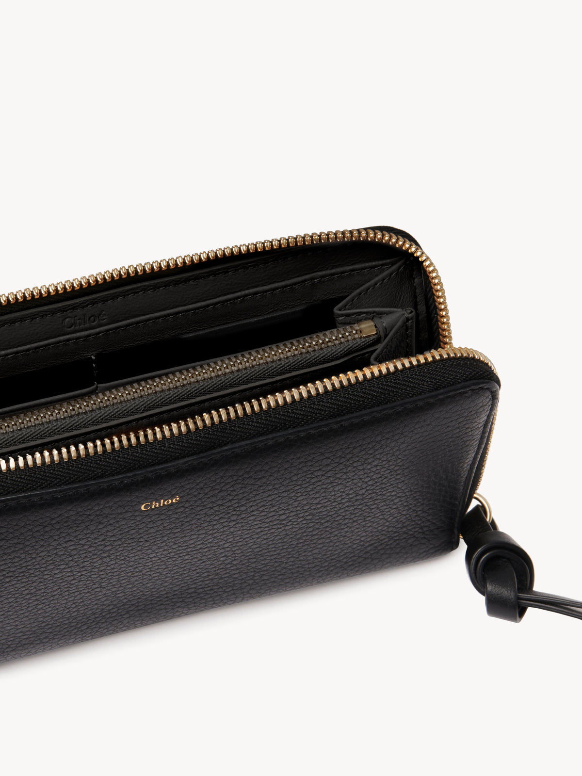 Portefeuille long zippé Alphabet en cuir - Black