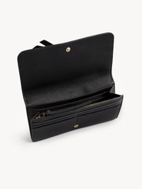 Portefeuille long à rabat Alphabet en cuir - Black