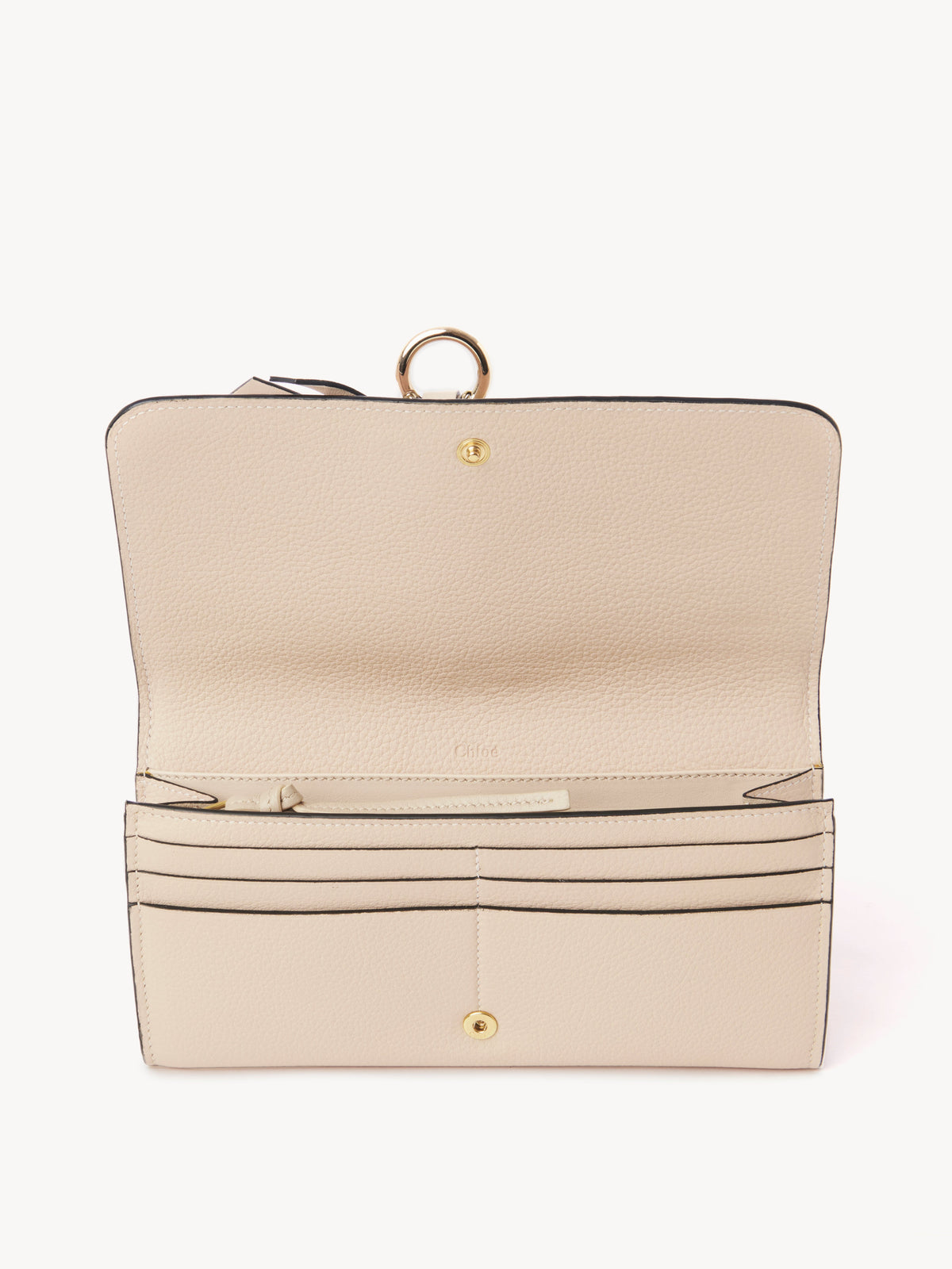 Portefeuille long à rabat Alphabet en cuir - Sweet Beige