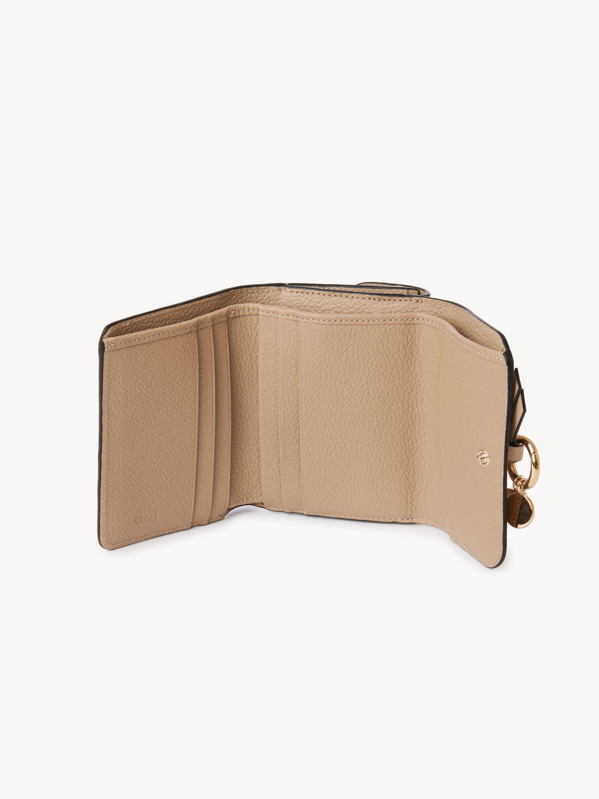 Portefeuille compact à trois volets Alphabet en cuir - Argil Brown