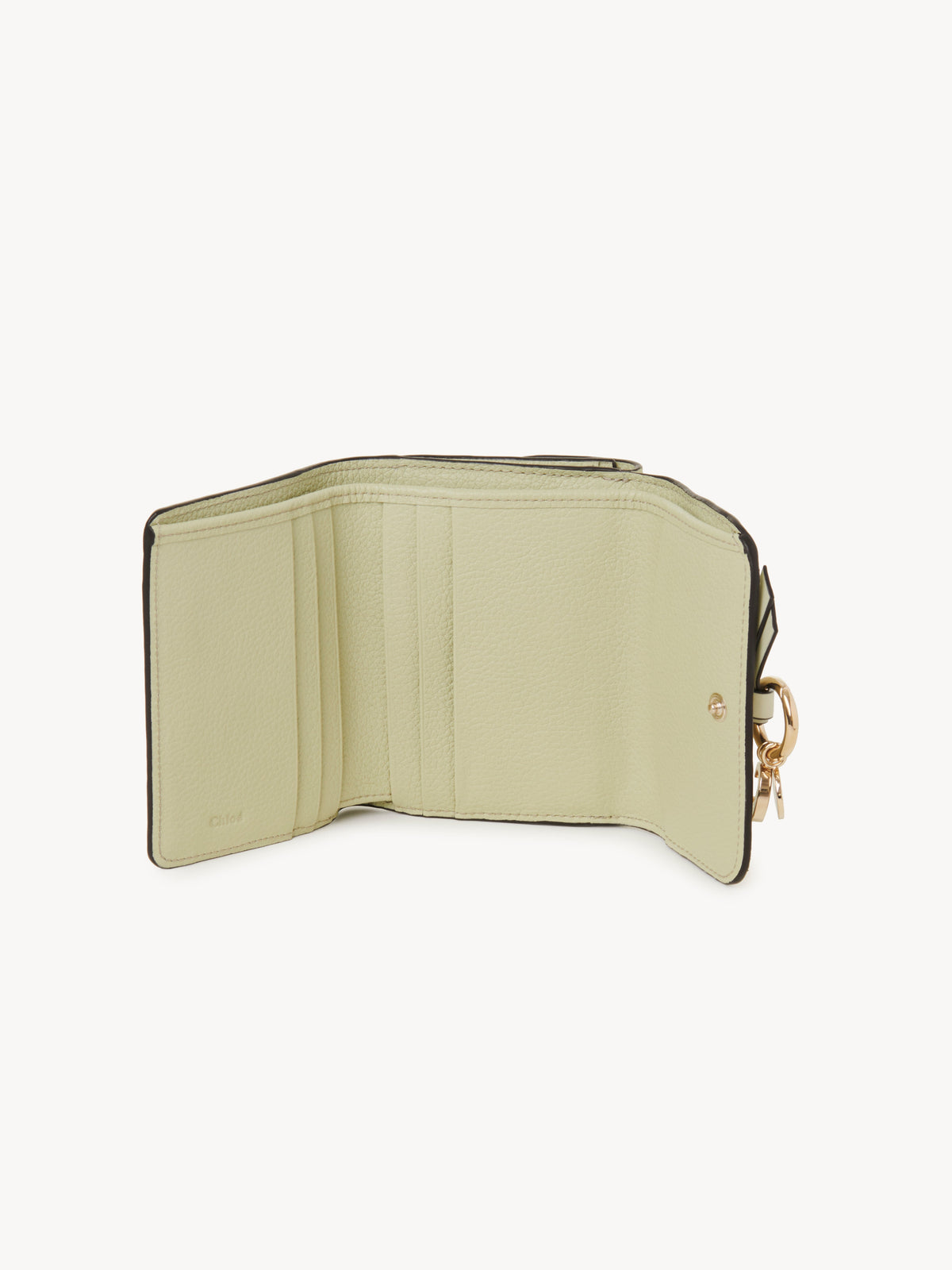 Portefeuille compact à trois volets Alphabet en cuir - Light Eucalyptus