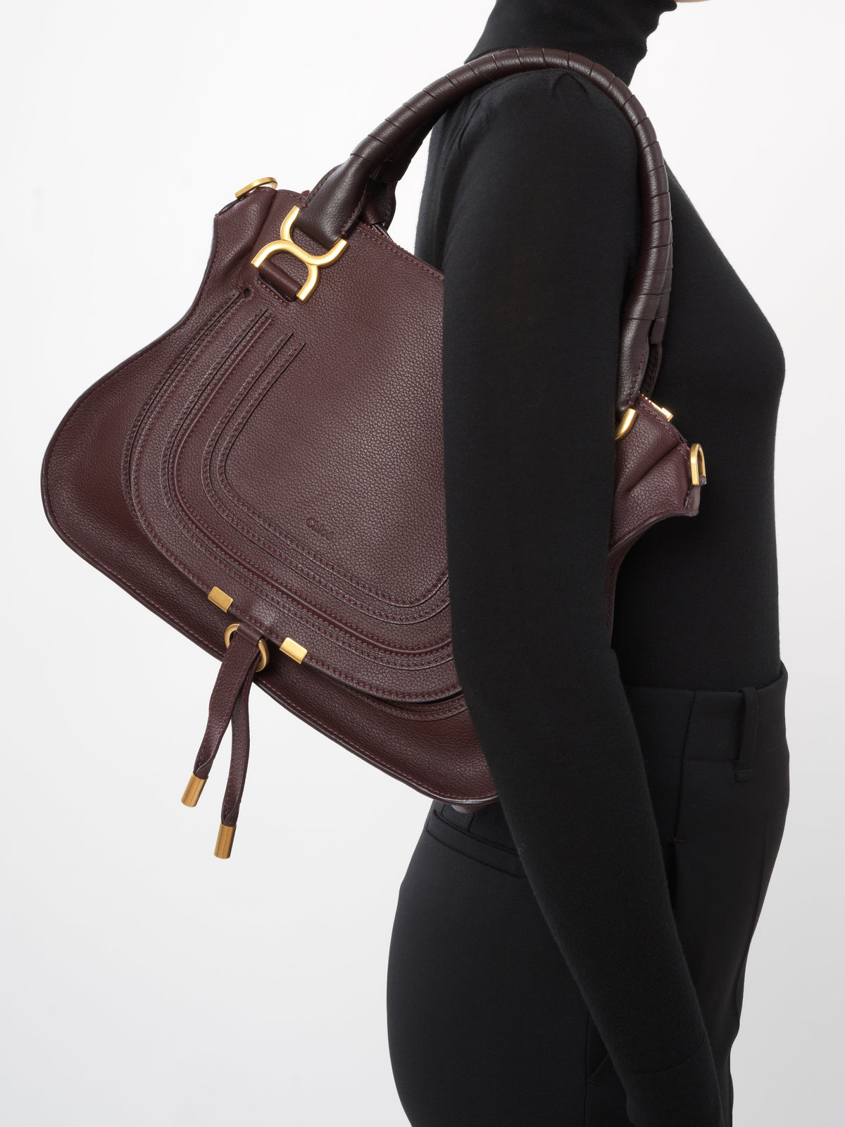 Sac double porté Marcie en cuir - Deep Violine