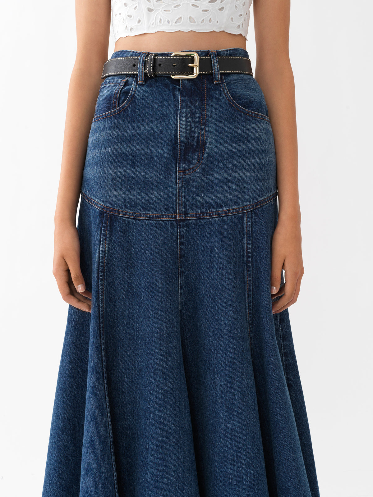 NEW_Jupe evasée en coton - Dusky Blue