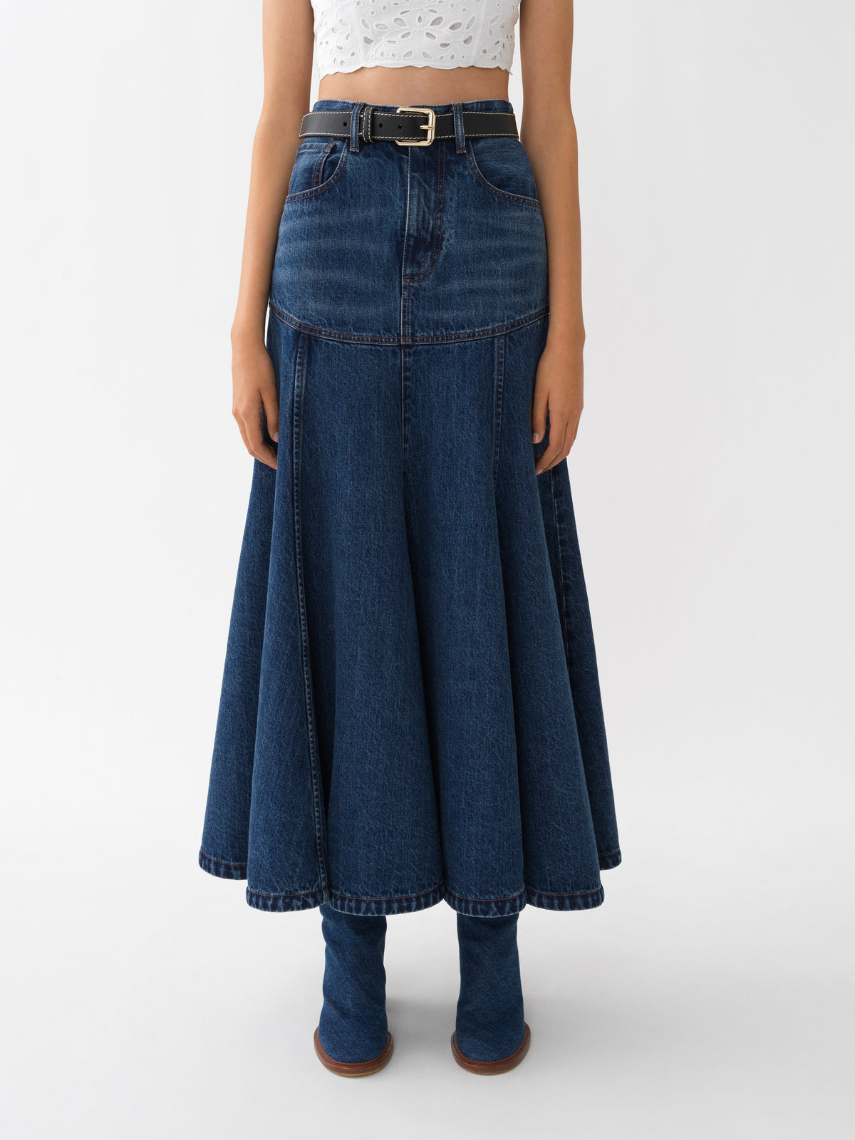 NEW_Jupe evasée en coton - Dusky Blue