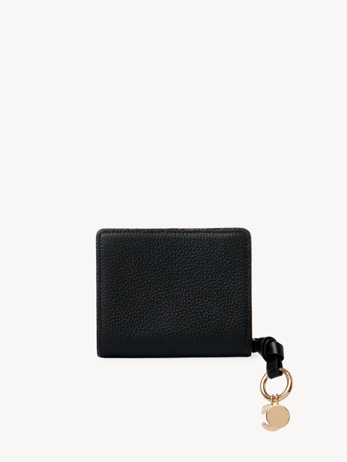 Portefeuille compact zippé Alphabet en cuir - Black