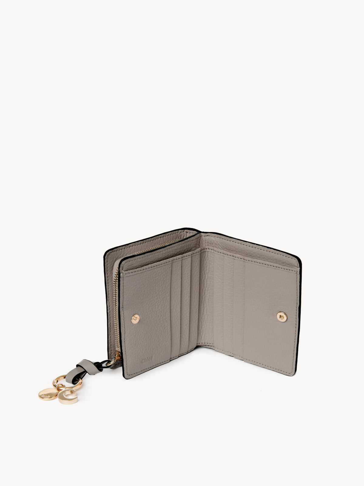 Portefeuille compact zippé Alphabet en cuir - Cashmere Grey