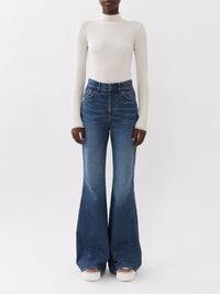 Jean flare taille haute - Faded Denim