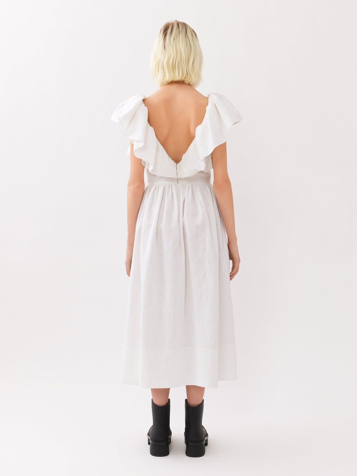 Robe longue volantée - White