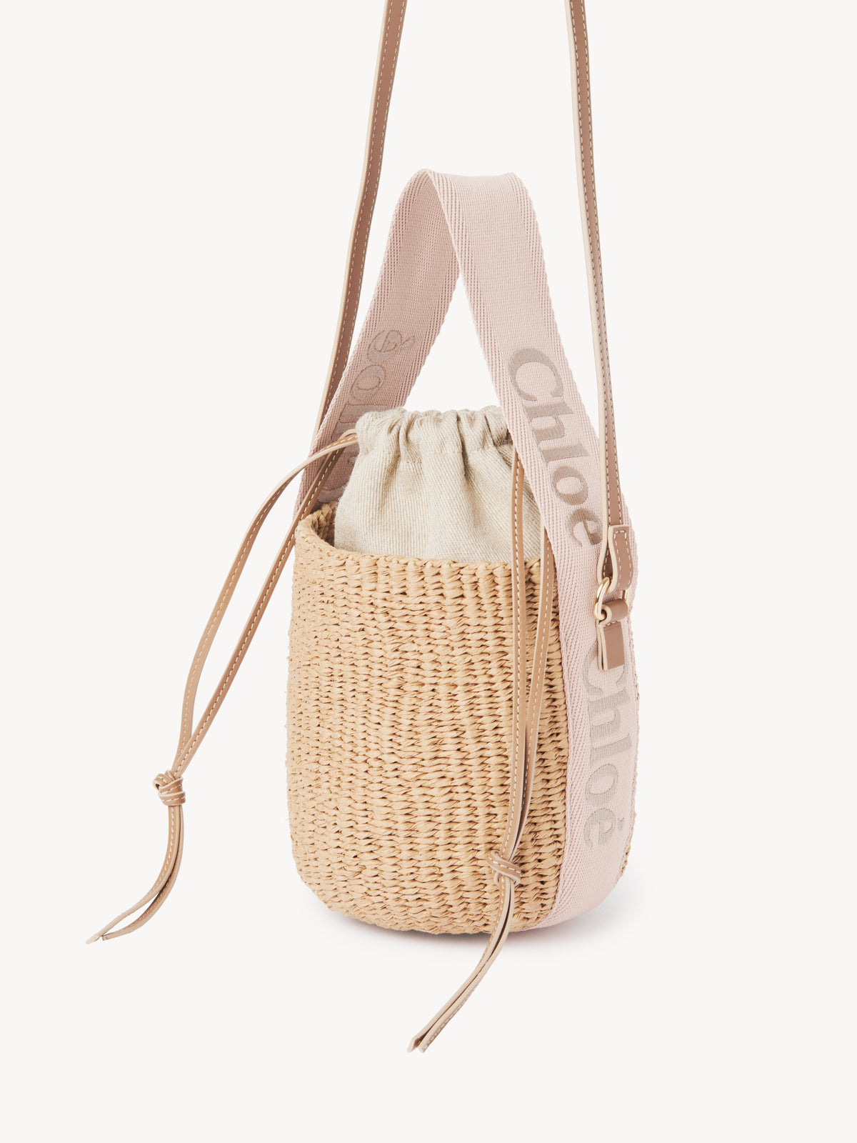 Petit sac panier à logo brodé Woody - Blushy Beige