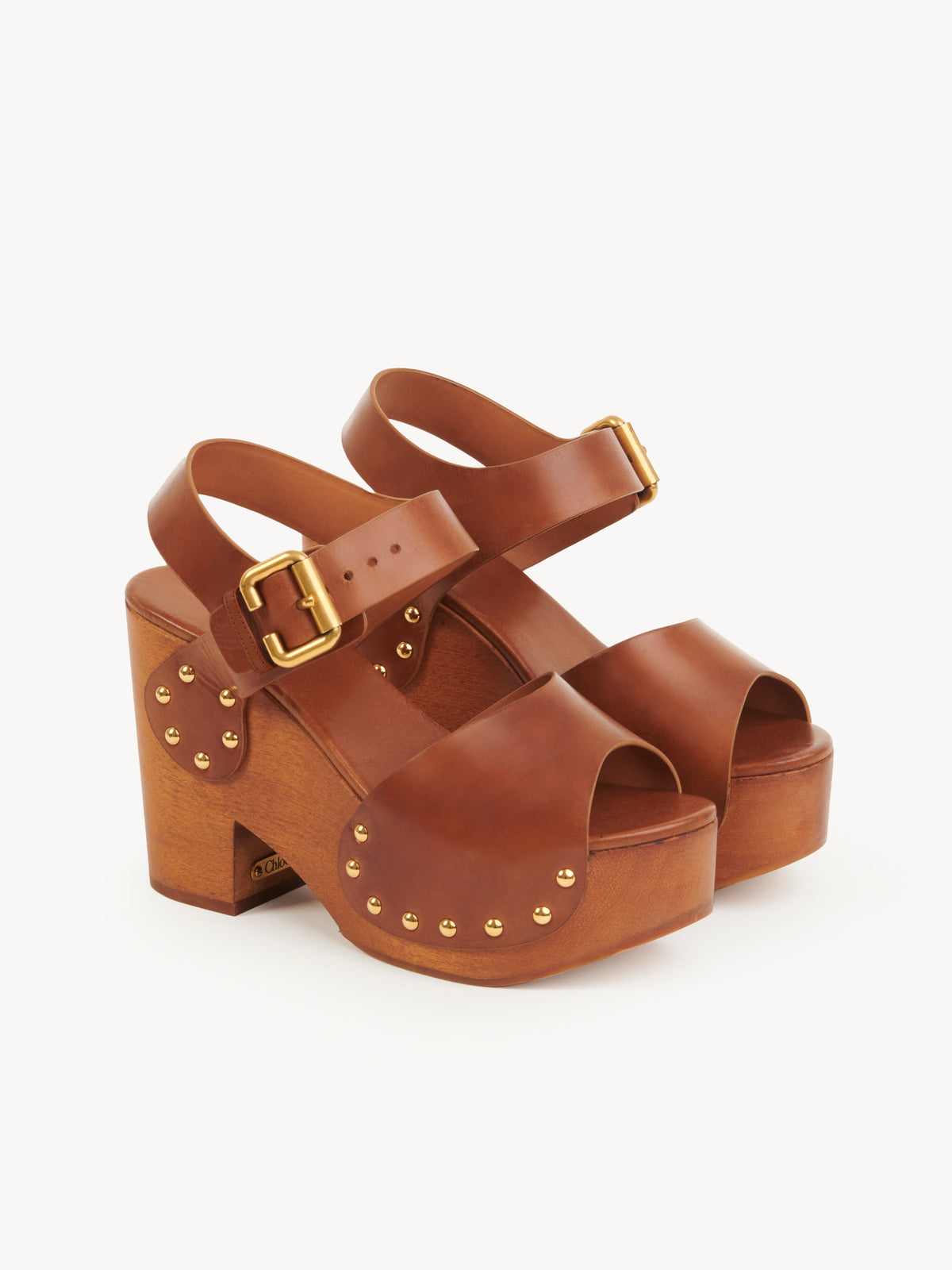 NEW_Sabots à talons en cuir - Ginger Brown